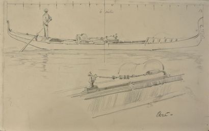 Arthur Calame (1843-1919) Venise, Gondoles amarrées et Gondolier à Murano

Deux dessins...