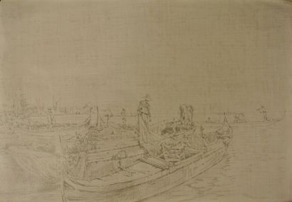 Arthur Calame (1843-1919) Port de Venise

Crayon, dessin préparatoire sur toile,...