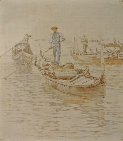 Arthur Calame (1843-1919) Venise, personnages assis sur la place Campo Santo Stefano

Crayon,...