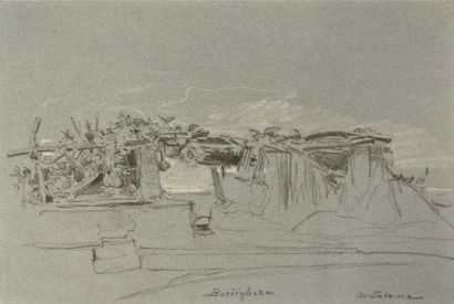 Arthur Calame (1843-1919) Côte rocheuse à Bordighera

Deux dessins : Fusain et craie...