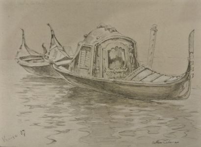Arthur Calame (1843-1919) Gondoles à Venise

Fusain et rehauts de craie blanche.

Situé...