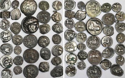 null Celtes : lot de 32 monnaies gauloises en argent des Tectosages, Bituriges, Eduens,...