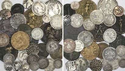 null France/Divers : lot de 32 de monnaies antiques, royales et françaises, étrangères,...