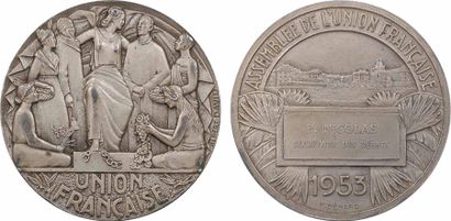 null Union française, médaille de l'Assemblée de l'Union française par David et Bénard,...