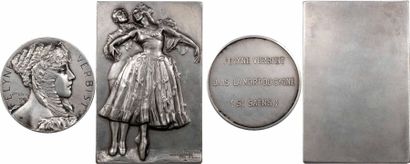 null Belgique, la danseuse Félyne Verbyst, lot de 2 médailles en bronze-argenté,...