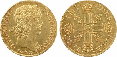 null Louis XIII, double louis d'or à la mèche courte, 1640 Paris A/LVD. XIII. D....