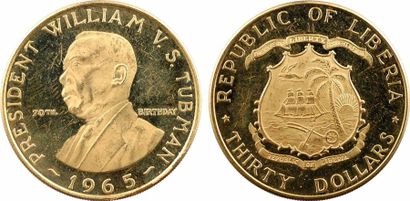 null Libéria (république du), 30 dollars, 70 ans du président Tubman, 1965 A/PRESIDENT...