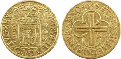 null Brésil (royaume du), Pierre II, 4000 réis, 1697 Bahia A/PETRVS. II. D. G. PORTVG....