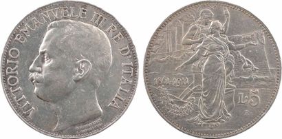 null Italie, Victor-Emmanuel III, 5 lire, 50 ans du royaume d'Italie, 1861-1911 Rome...