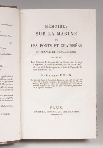 DUPIN (Charles) Mémoires sur la marine et les ponts et chaussés de France et d'Angleterre....
