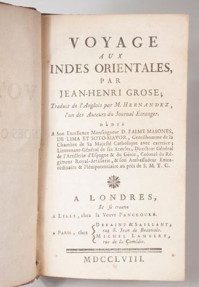GROSE (Jean-Henri) Voyage aux Indes orientales, traduit de l'anglois par M. Hernandez....