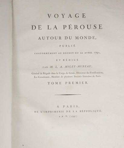 LAPEROUSE Voyage autour du monde. Paris, Imprimerie de la république, an V. 4 vol....