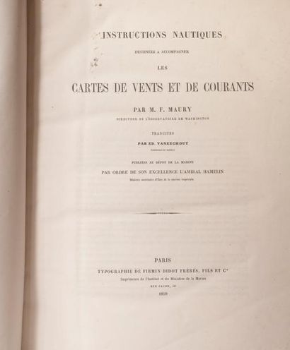 MAURY Instructions nautiques destinées à accompagner les cartes de vents et courants....