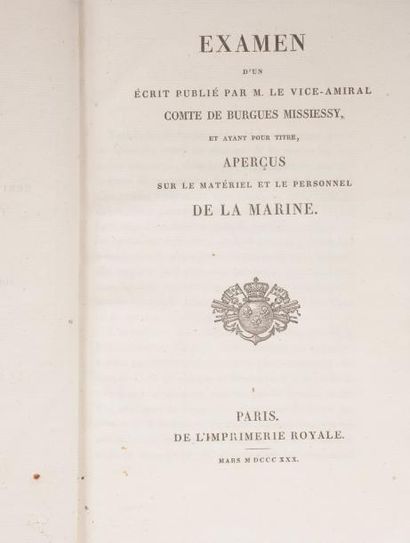 BURGUES MISSIESSY Examen d'un écrit publié par M. le vice-amiral Comte de Burgues...