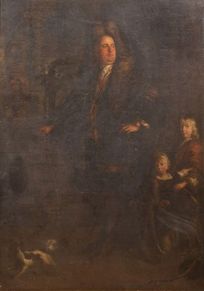 Attribué à Jan de REYN (1610 - 1678) Portrait d'homme et ses deux enfants Toile 238...
