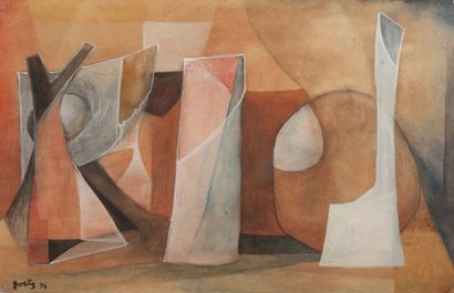 Henri GOETZ (1909-1989) Composition abstraite, 1946 Aquarelle et gouache Signé et...