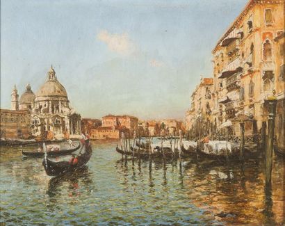 Gaston BOUCART (1878 - 1962) Vue de la Salute depuis le Grand Canal à Venise Huile...