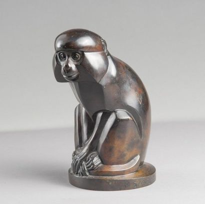 null Édouard Marcel SANDOZ. (1881-1971). « Singe assis » pattes croisées. Epreuve...