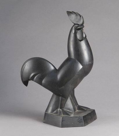 null Jan & Joël MARTEL (1896-1966). Coq, 1927. Epreuve en bronze à patine noire,...