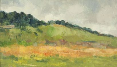 null Maurice LOUVRIER (1879-1954). Tourville-La-Rivière. Huile sur panneau de chêne,...