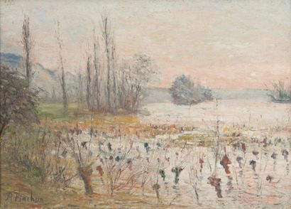 null Attribué à. Robert Antoine PINCHON. (1886-1943). Inondation. Huile sur toile,...