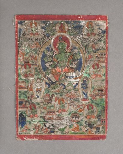 null Lot de deux peintures . Tibet, XVIIème-XVIIIème siècle. L'une représentant une...