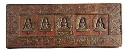 null Couverture de livre, Tibet , XIIIème siècle Les cinq Tathagatas (ou Dhyani Buddhas)...