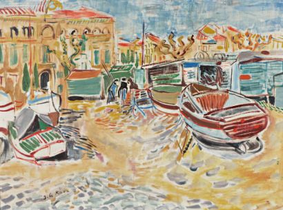 Jacques LE ROUX Port de Provence Toile, 60 x 80 cm