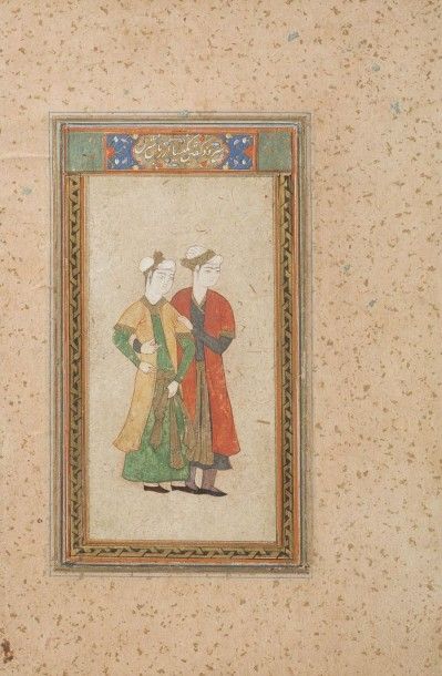 ISLAM Miniature persane du XIX siècle

Représentant deux personnages aux turbans...