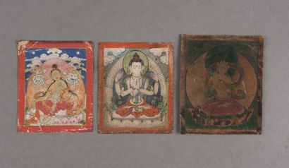 null Lot de tsaklis. Himalaya, XIXème s? Une divinité irritée, le Bardo , Avalokiteshvara,...