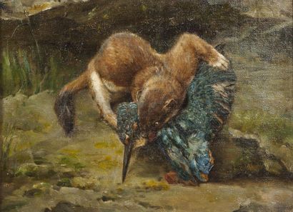null Edouard MERITE (1867-1941)

Belette dévorant un oiseau

Huile sur toile

Signée...