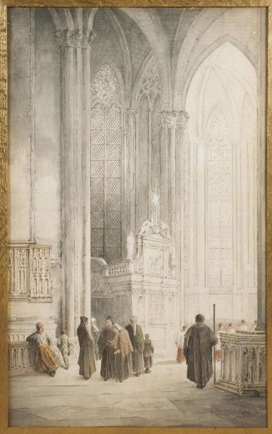 A. CARDINAL A. CARDINAL (Actif au XIXe siècle) Intérieur de la Cathédrale de Chartres...