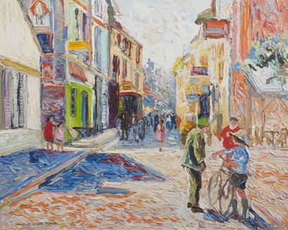 Hugues-Claude Pissarro Hugues-Claude PISSARRO (né en 1935) La rue du marché à Honfleur,...