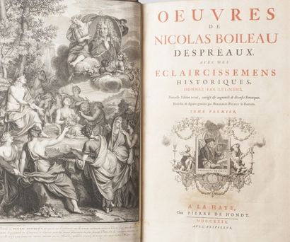 null BOILEAU-DESPRÉAUX. Œuvres. La Haye, Pierre de Hondt, 1729. 2 vol. in-folio,...