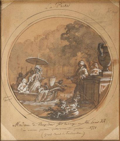 null Jean – Charles DEVELLY (Paris 1783 – Sèvres 1862) - La pêche ou Madame de Pompadour...