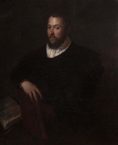null Attribué à Orlando FLACCO (1520 - 1591) - Portrait d’homme au livre - Toile...