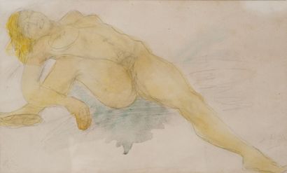 null Auguste RODIN (1840-1917) Femme nue. Aquarelle. 22 x 35,5 cm Certificat de Monsieur...
