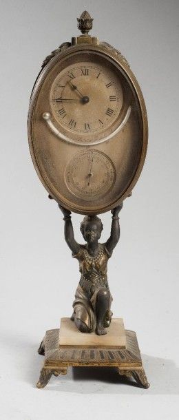 null Rare modèle de pendule baromètre-thermomètre d’époque Napoléon III contenu dans...