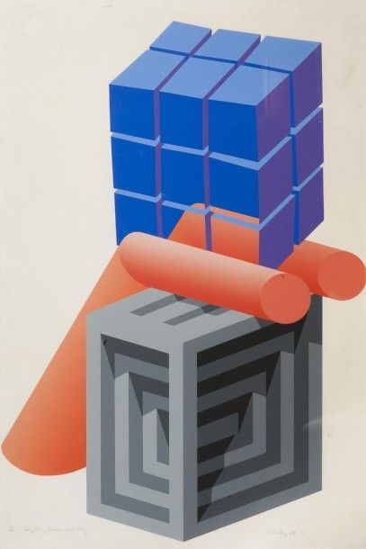 null Ecole cinétique, suiveur de VASARELY
Cubes
Lithographie CIRCA 1970.
105 x 72...
