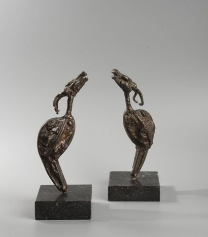 null Sculpture en paire de capridés - Bronze. Haut : 20 cm