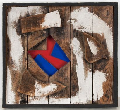 JACOBSEN (Robert) « TRAERELIEF ». Tableau relief, bois polychrome, 1966. Dimensions...
