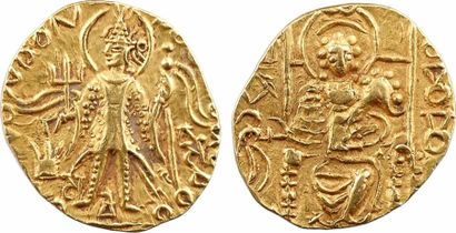 null Koushans (royaume des), Vasu Deva II, statère, c.260-300 Taxila - - Le Roi debout...
