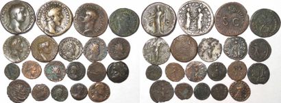 null Lot comprenant 19 monnaies romaines en bronze (2 sesterces, 3 as, divers petits...