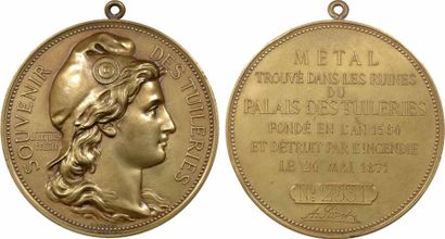 null IIIe République, métal du Palais des Tuileries, souvenir par J. France, c.1883...