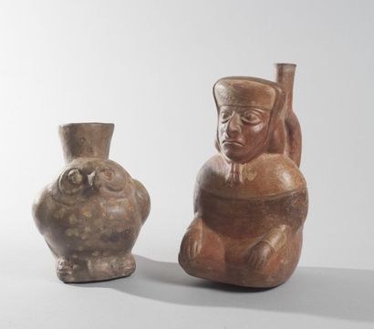 null Lot 5186-1049_5186-712 - Deux vases Mochica dont un dignitaire et une chouette....