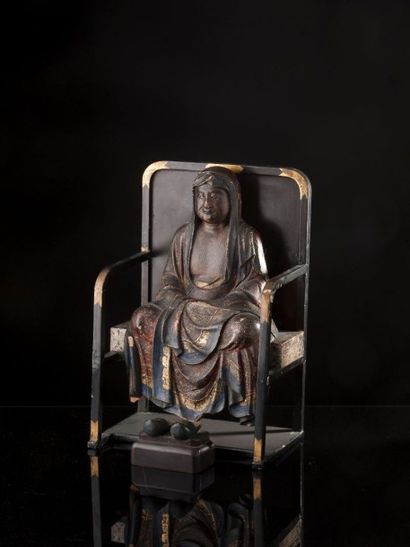 null Moine sur son trône (abbé ou fondateur de secte). Japon, Période Edo (1603 -...
