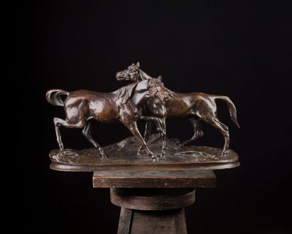 null D’après Pierre-Jules MÊNE (1810-1879)

Accolade

Bronze à patine brune

Signé...