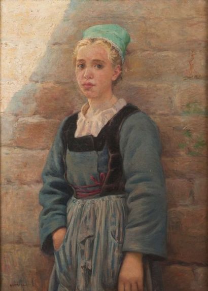 G. MOROGE (actif au XIXe siècle) 
Jeune bretonne...