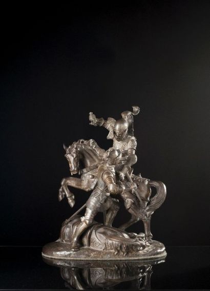 null Louis II de la Trémoille au combat

Epreuve en plomb patiné

Sculpture troubadour...