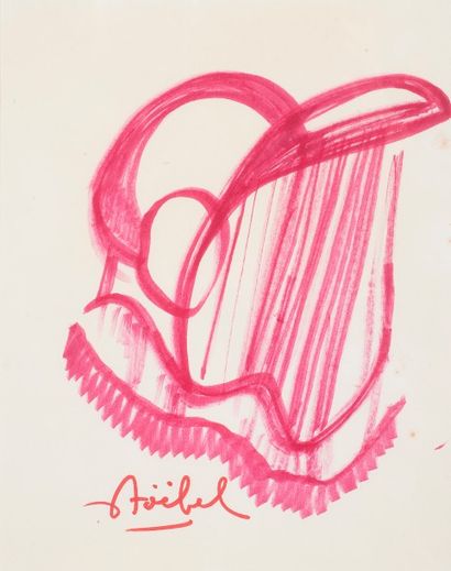 null Edgar STOEBEL (1909-2001) 

Abstraction. 

Feutre rose sur papier, signé en...